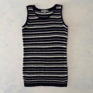 Marled Reunited Navy & White Knit Long Tank Top